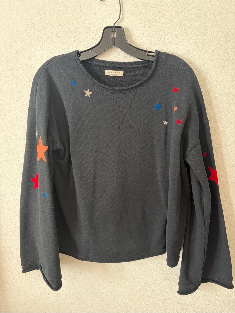 Mile(s) by Madewell Black Starry Sweatshirt S Star Print Crewneck